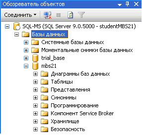 Практическое задание по теме Создание баз данных в среде MS SQL Server 2005